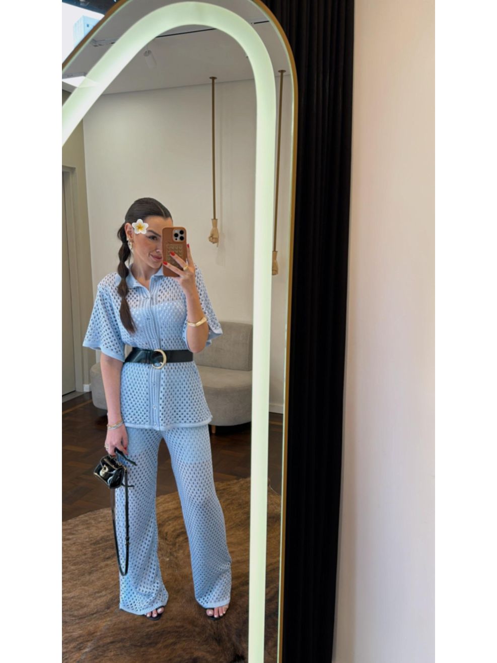 Conjunto Tricot Luísa - Azul Bebê 