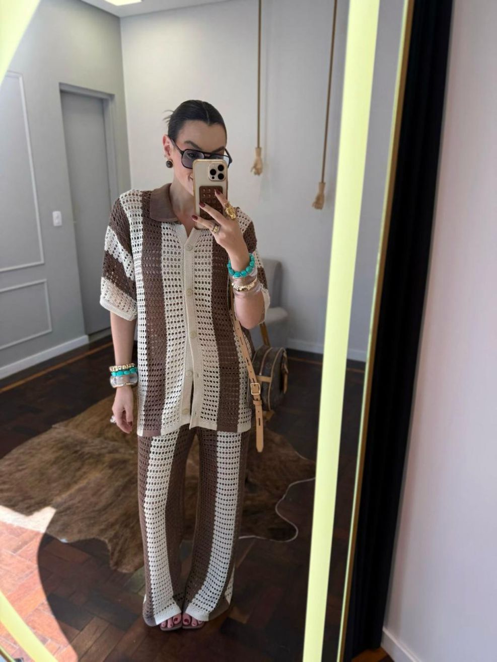 Conjunto Tricot Trabalhado Listras Largas Verticais