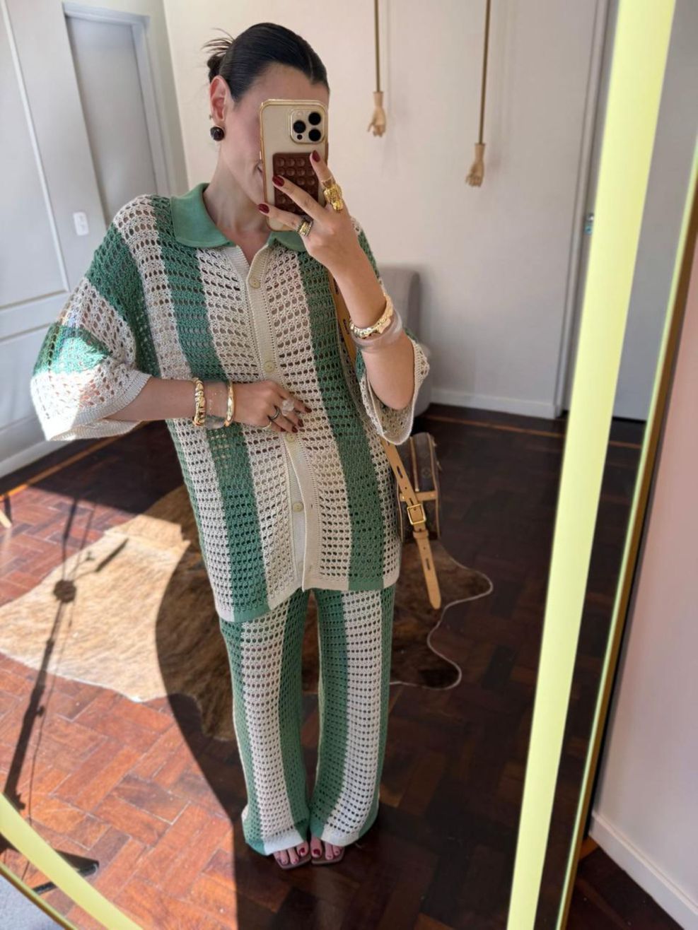 Conjunto Tricot Trabalhado Listras Largas Verticais