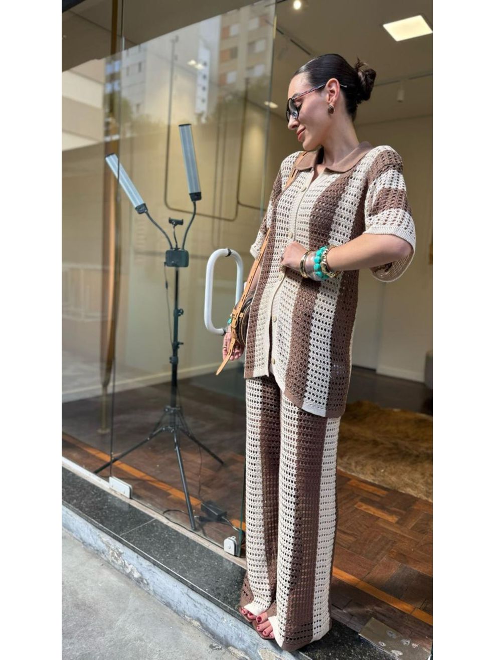 Conjunto Tricot Trabalhado Listras Largas Verticais