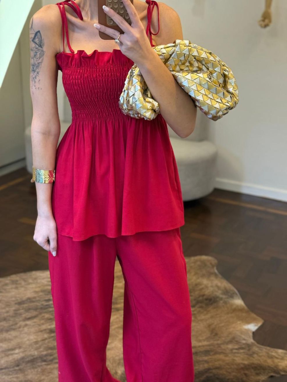 Conjunto Capri Lastex Marrant - Vermelho