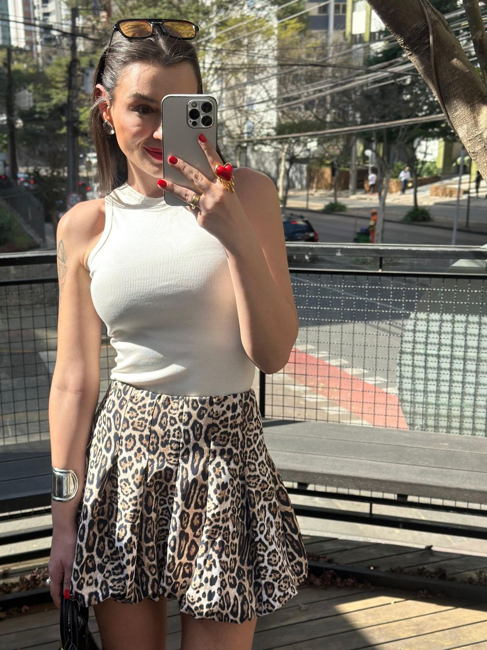 Saia Balonê Alfaiataria Animal Print 