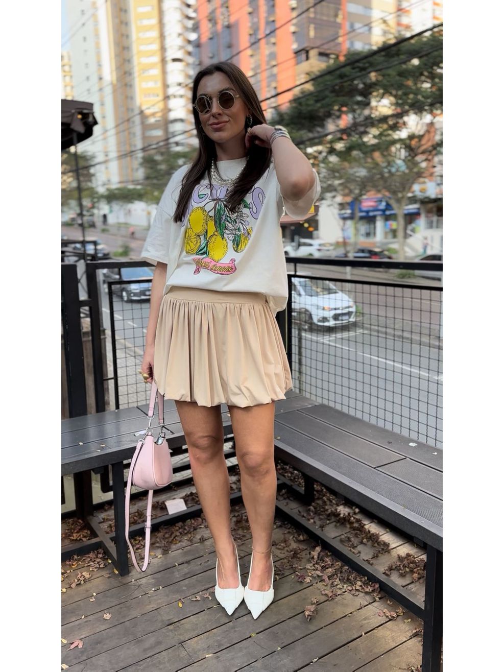 Saia Balonê Fluit - Creme