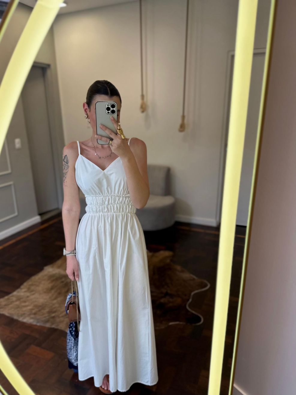  Vestido Tricoline Alça Gaspar 