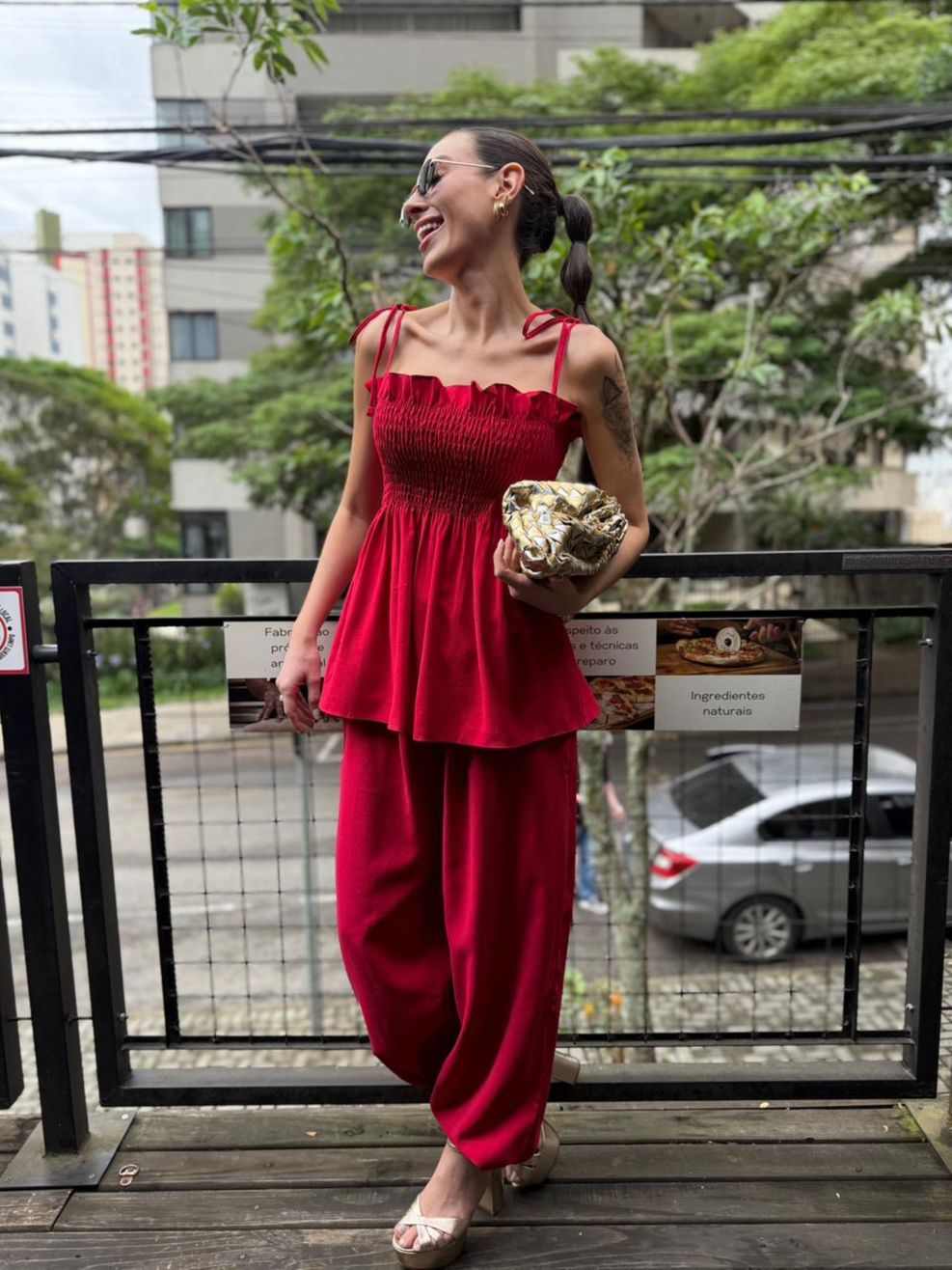 Conjunto Capri Lastex Marrant - Vermelho