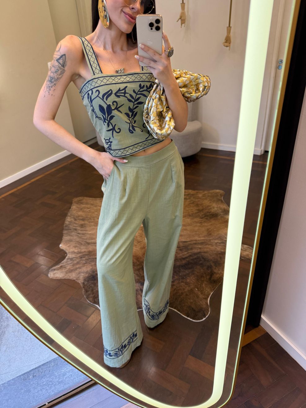 Conjunto Alfaiataria Bordado Olympia - Matcha 