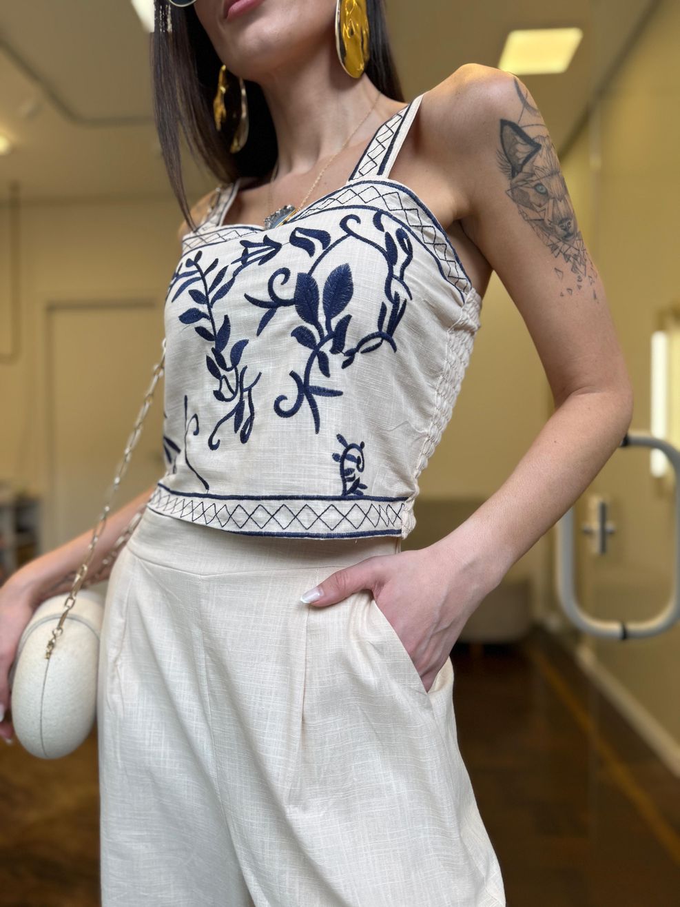 Conjunto Alfaiataria Bordado Olympia - Nude