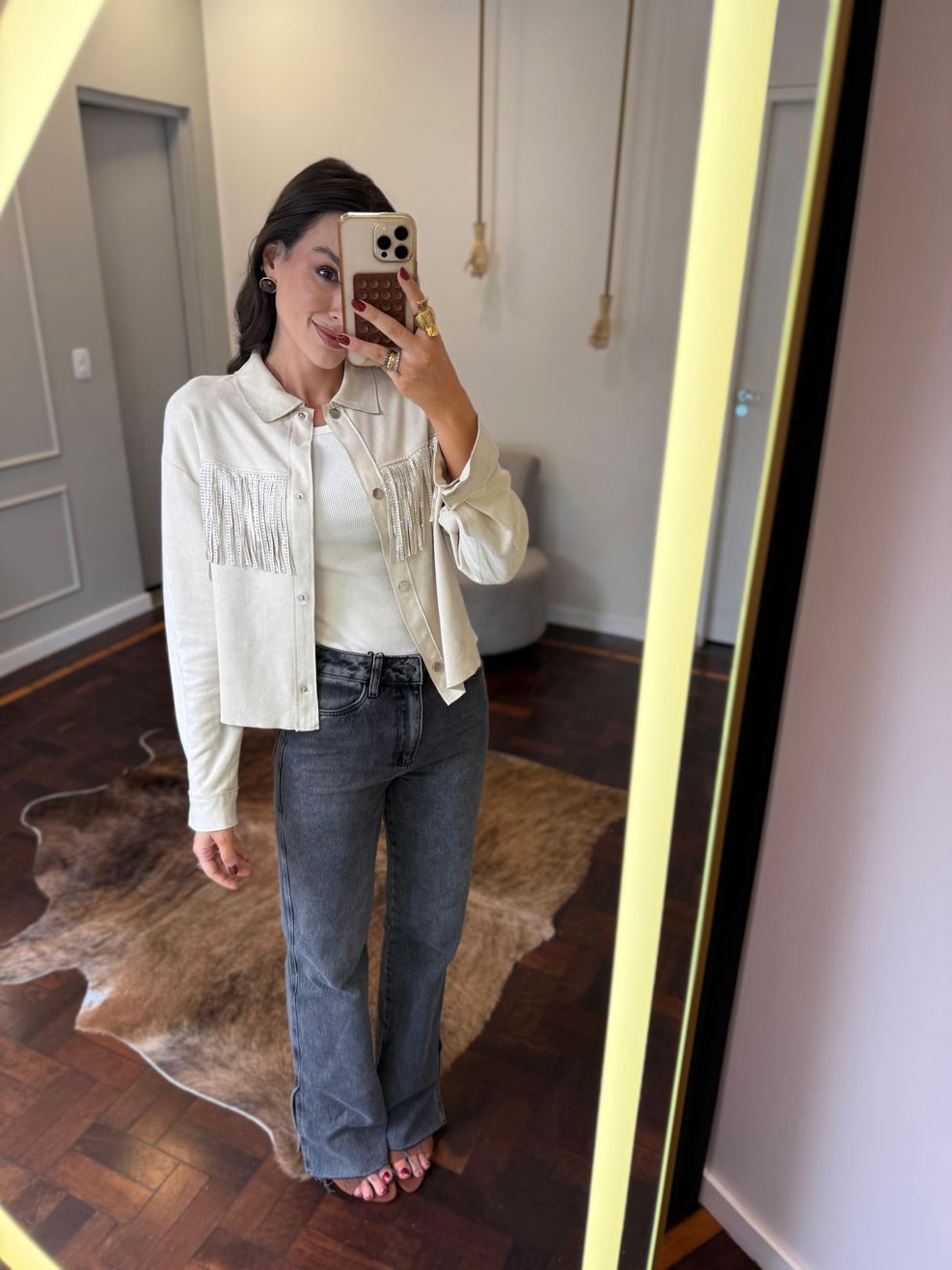 Jaqueta Chamois Franjas - Off White 
