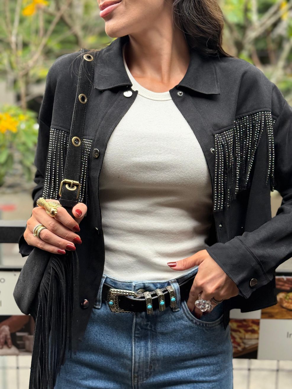 Jaqueta Chamois Franjas - Preto