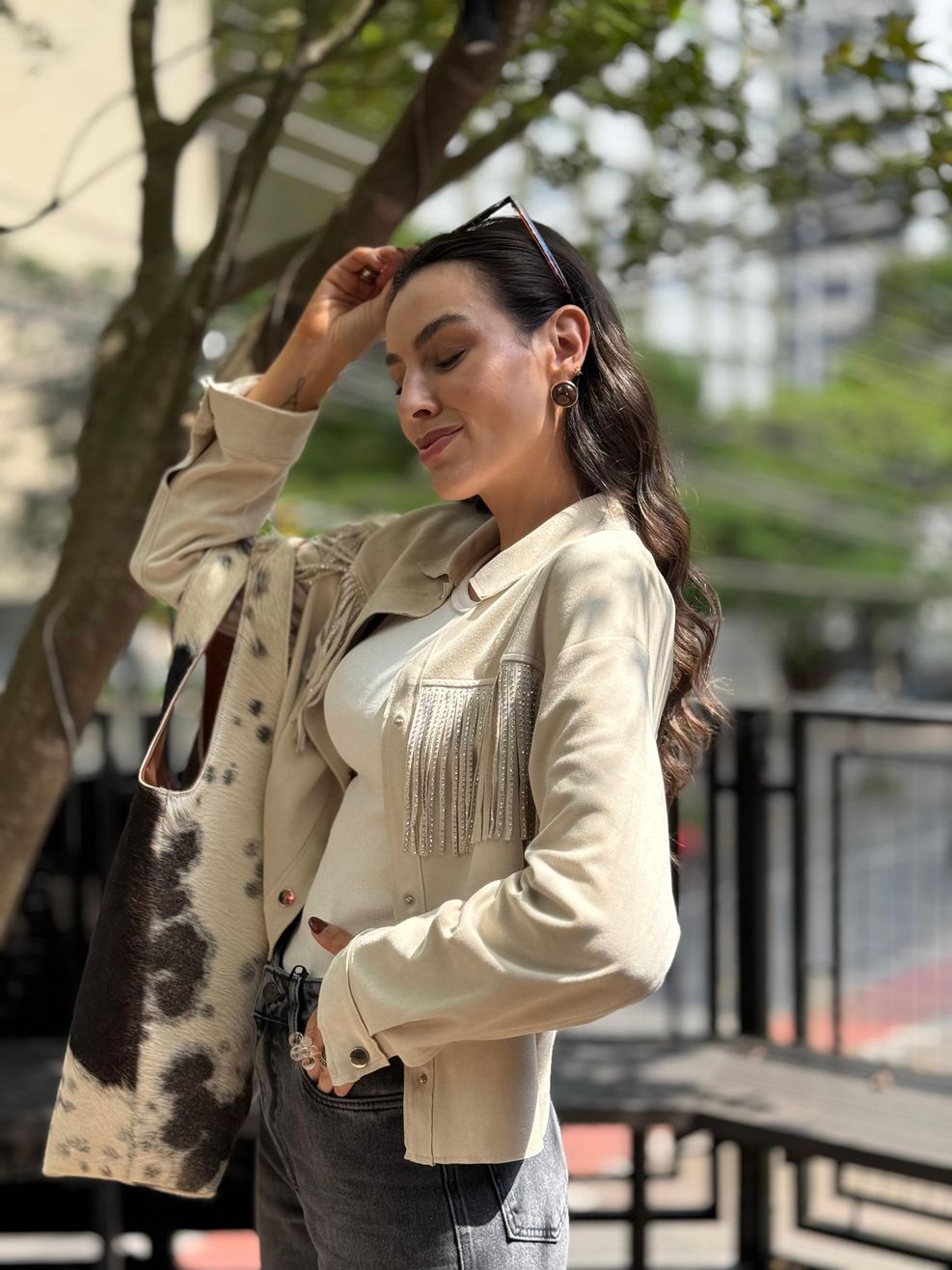 Jaqueta Chamois Franjas - Off White 