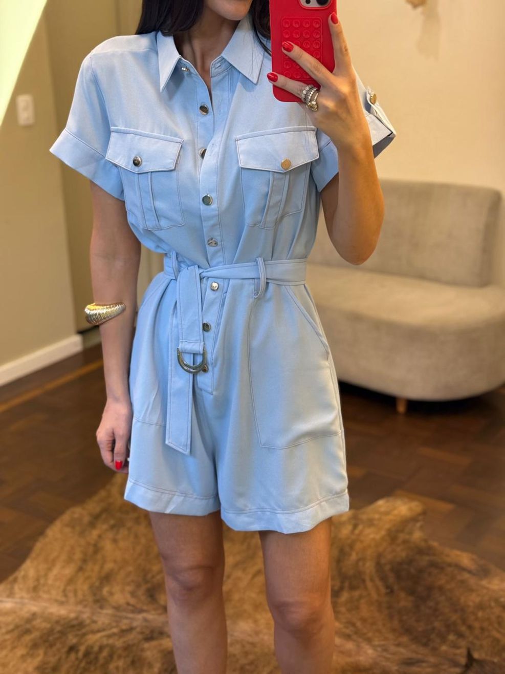 Macaquinho Alfaiataria Estética Utilitária - Azul Bebê