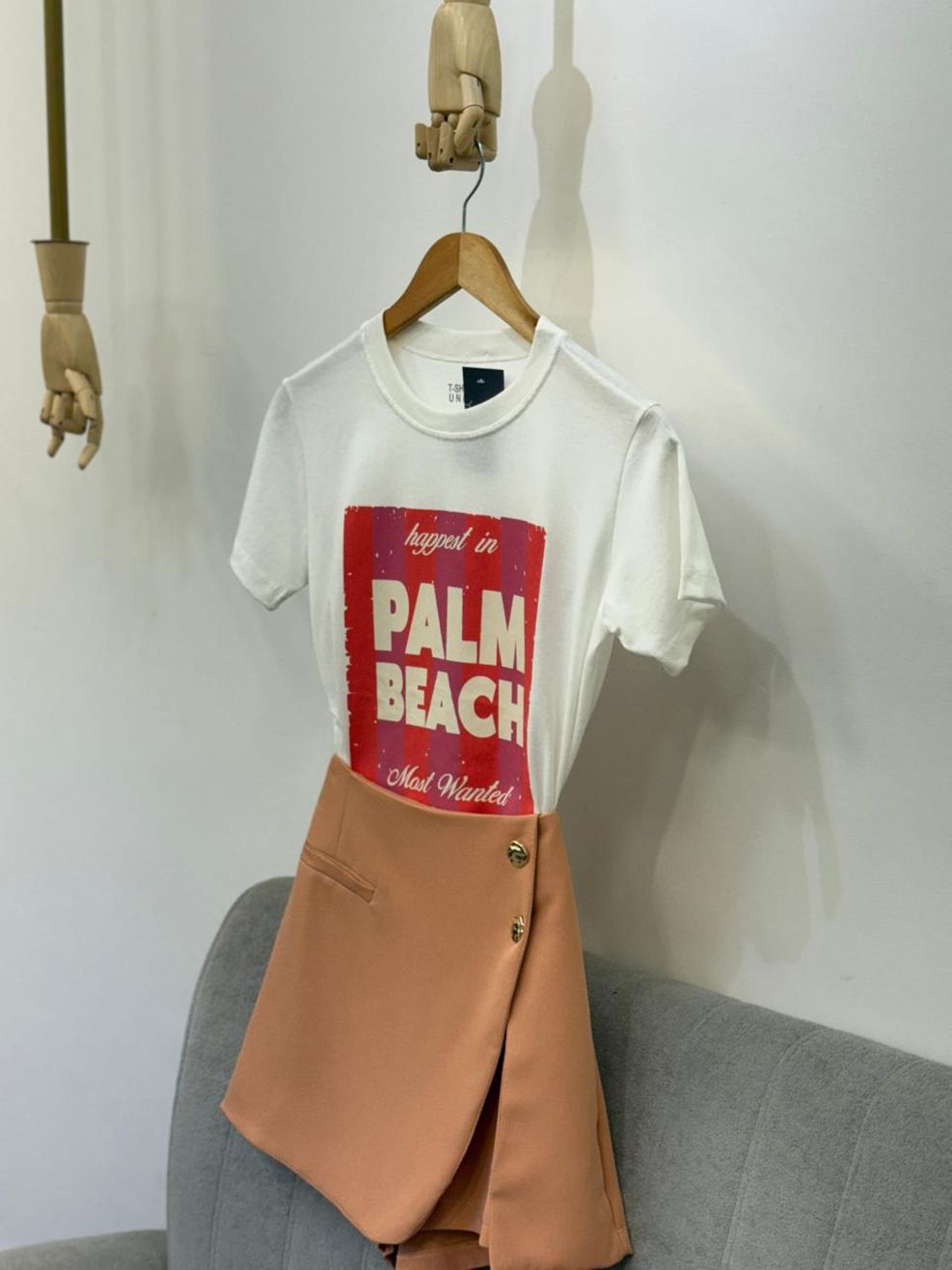 Shorts-Saia Alfaiataria Botão Orgânico - Pêssego 