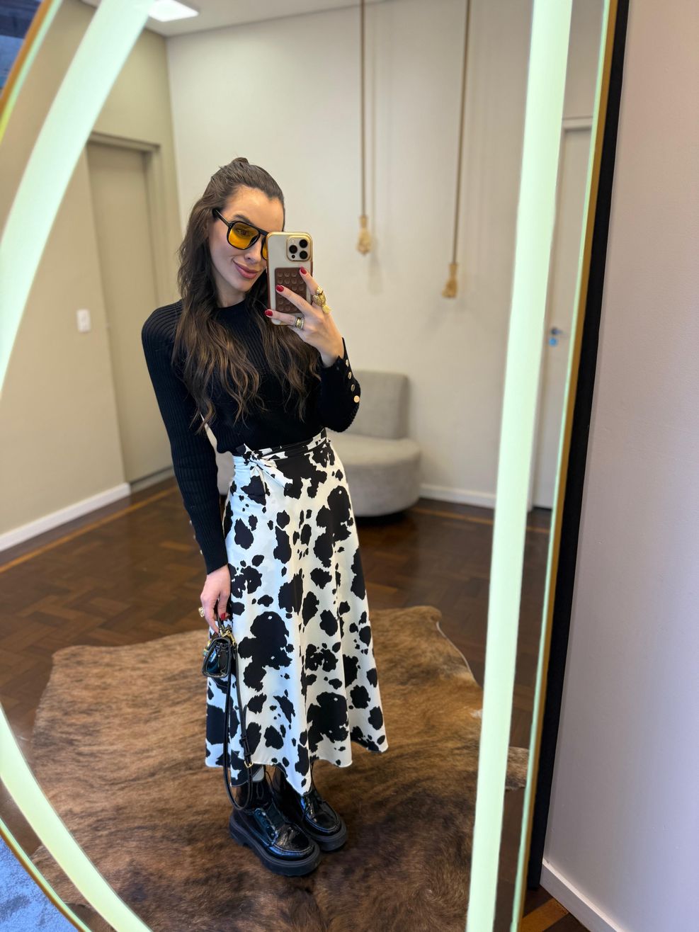 Saia Transpassada Cow Print 