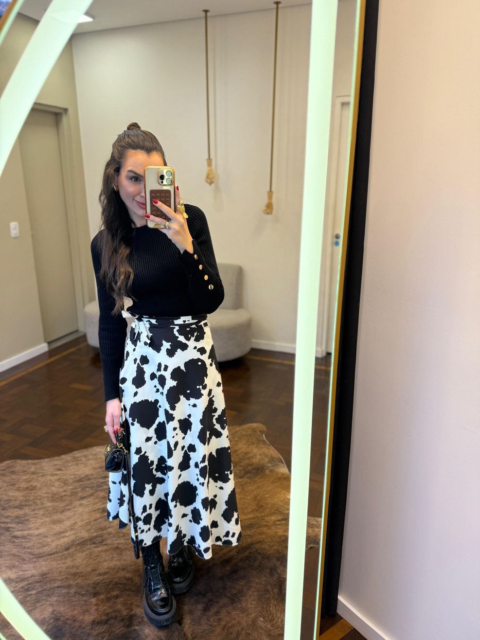 Saia Transpassada Cow Print 