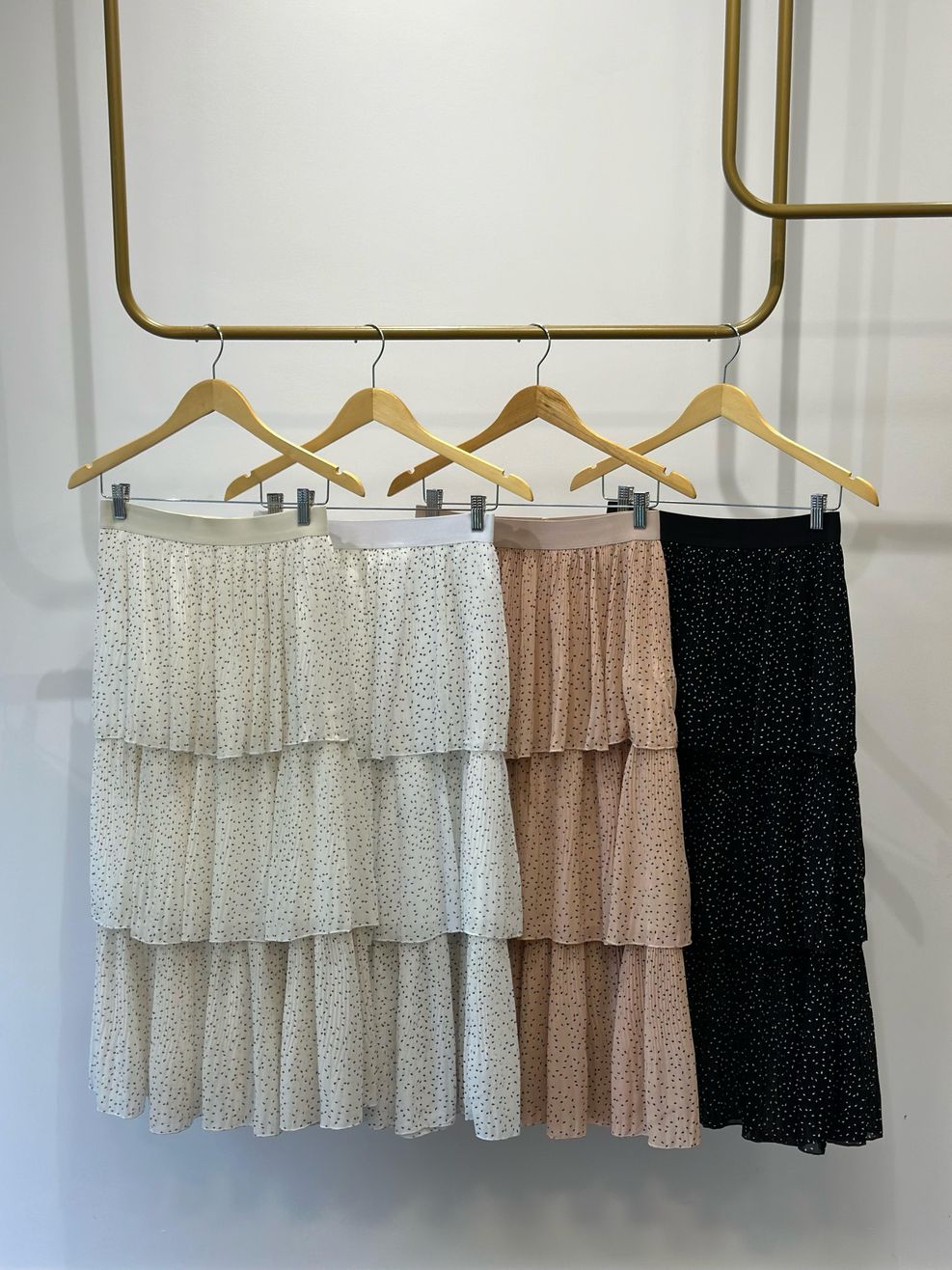 Saia Camadas Mini Poá Orgânico - Branco com Poá Preto 