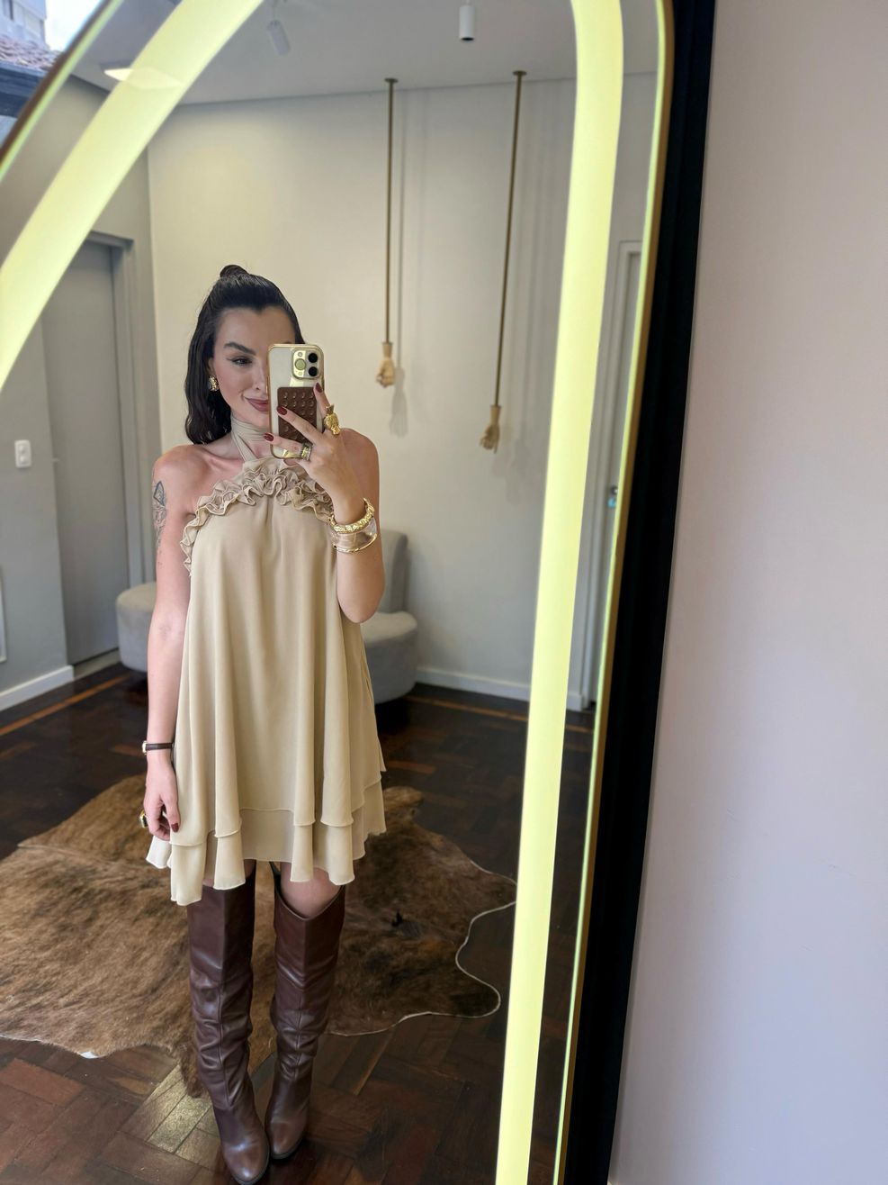 Vestido Chiffon Amarração Pescoço 