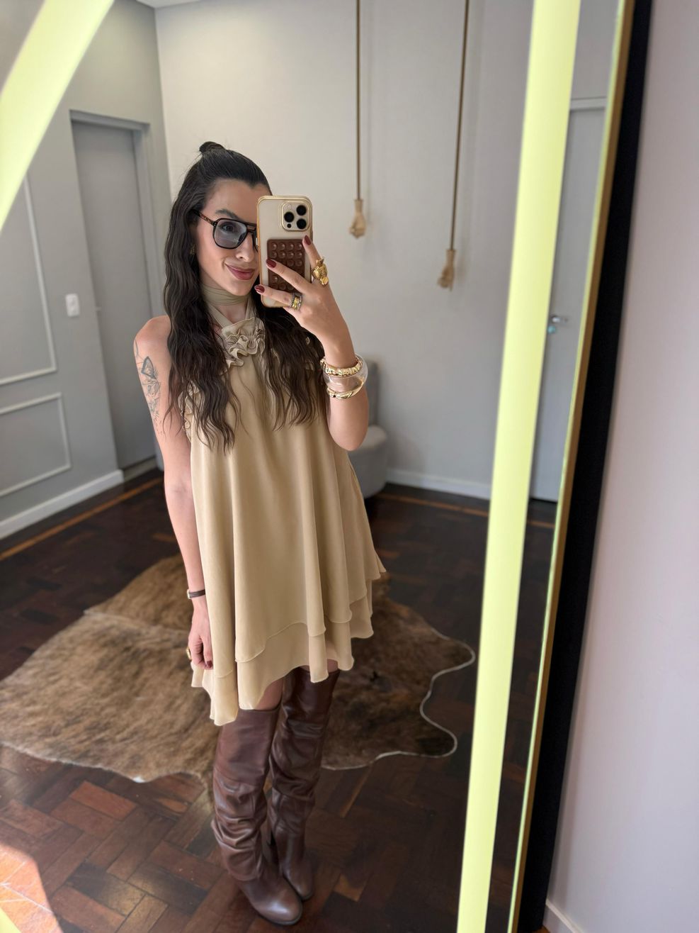 Vestido Chiffon Amarração Pescoço 