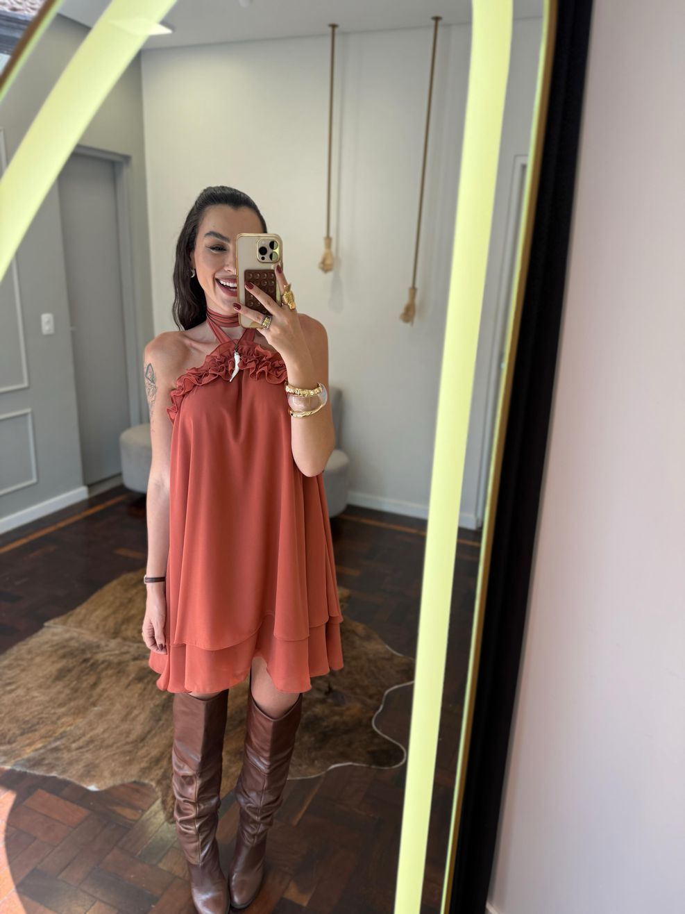 Vestido Chiffon Amarração Pescoço 