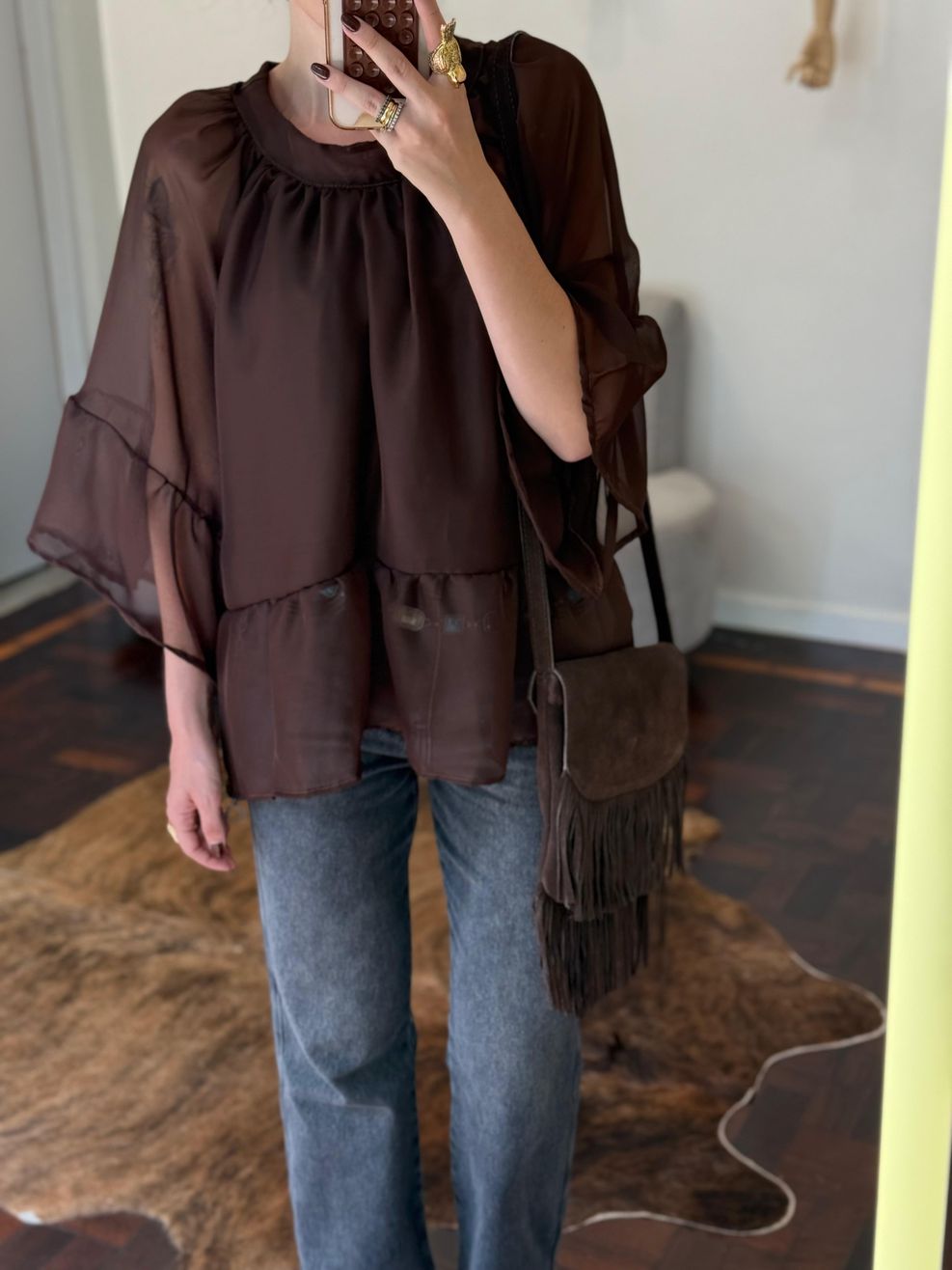 Bata Chiffon Ampla - Marrom 