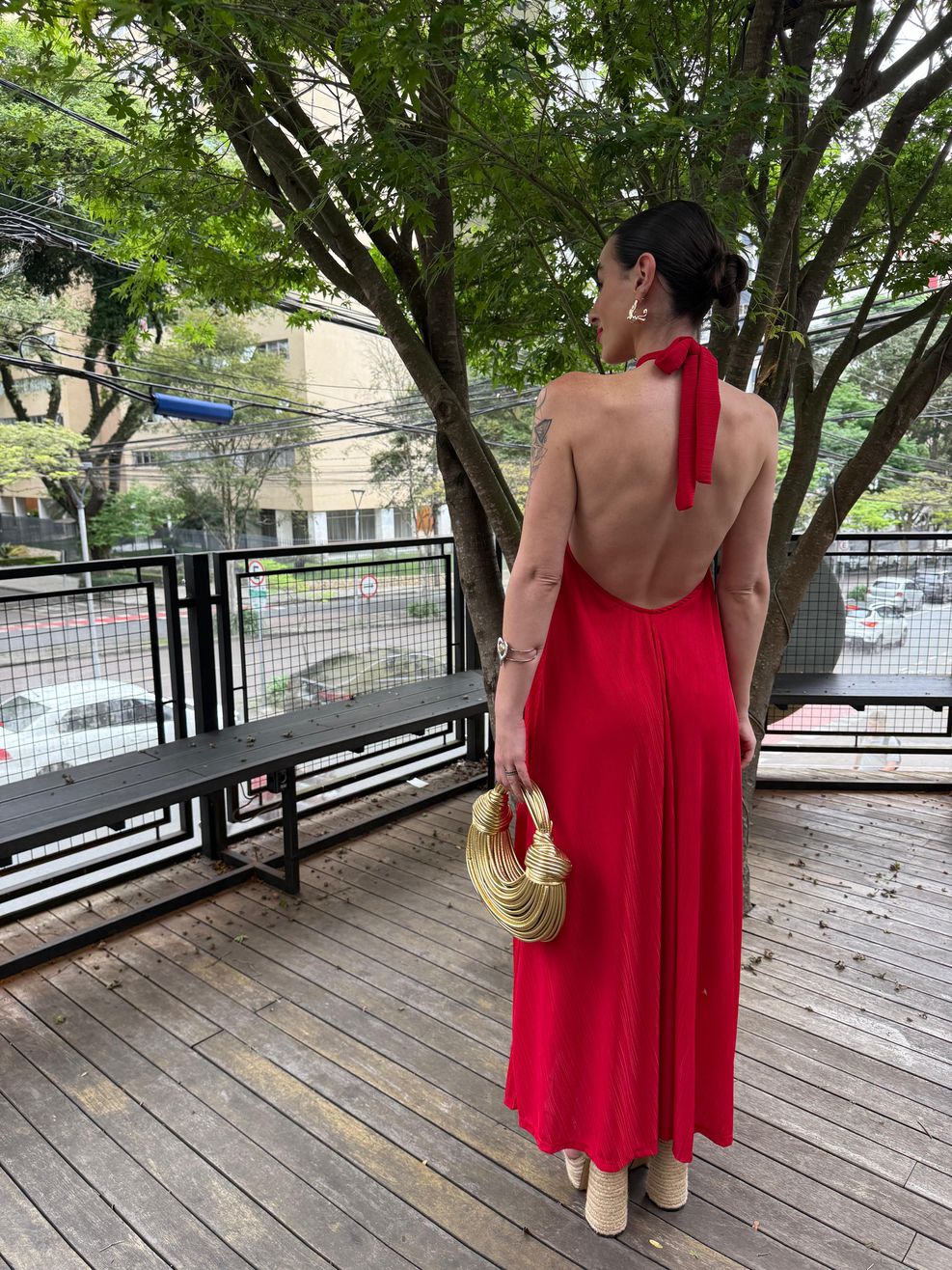 Vestido Red Longo Frente Única Argola 