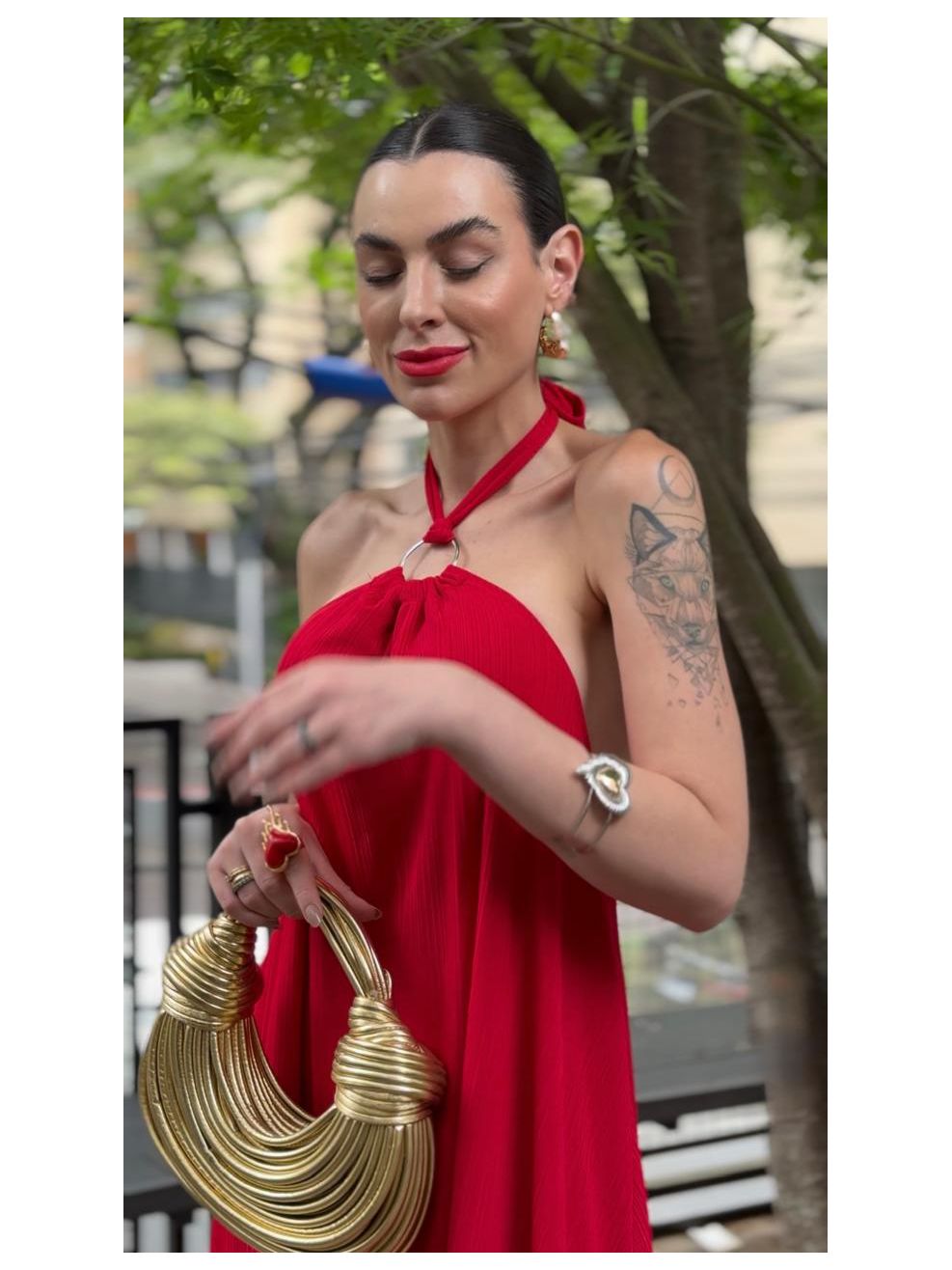 Vestido Red Longo Frente Única Argola 