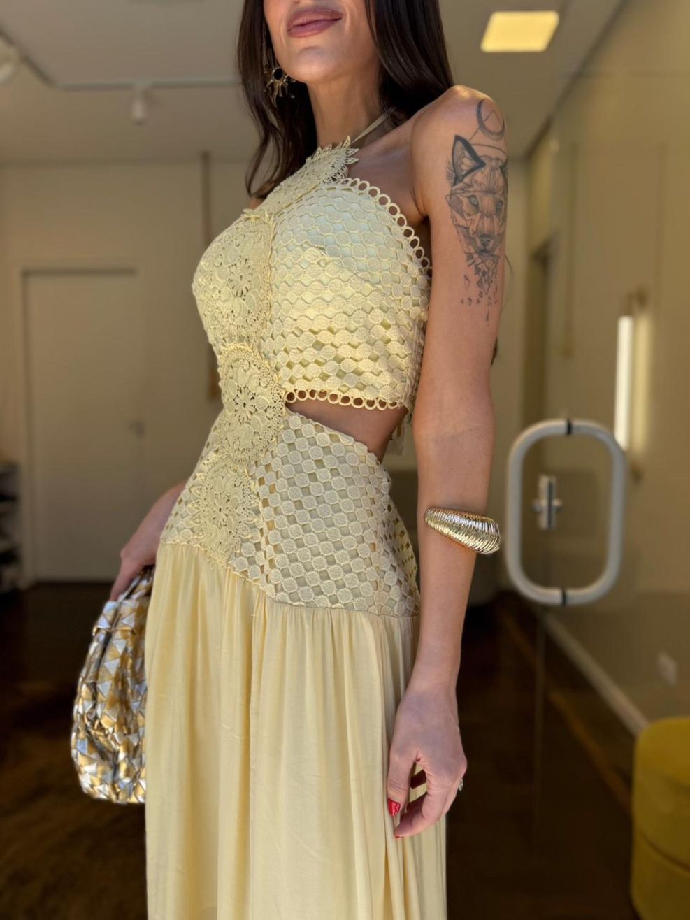 Vestido Guipir Marcelle - Amarelo Manteiga