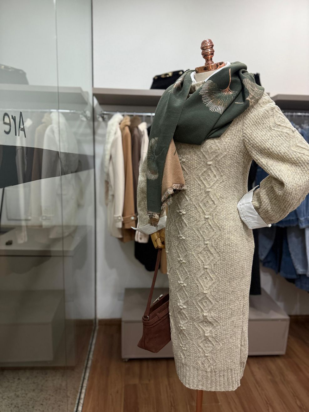 Vestido Tricot Dinamarca - Areia 