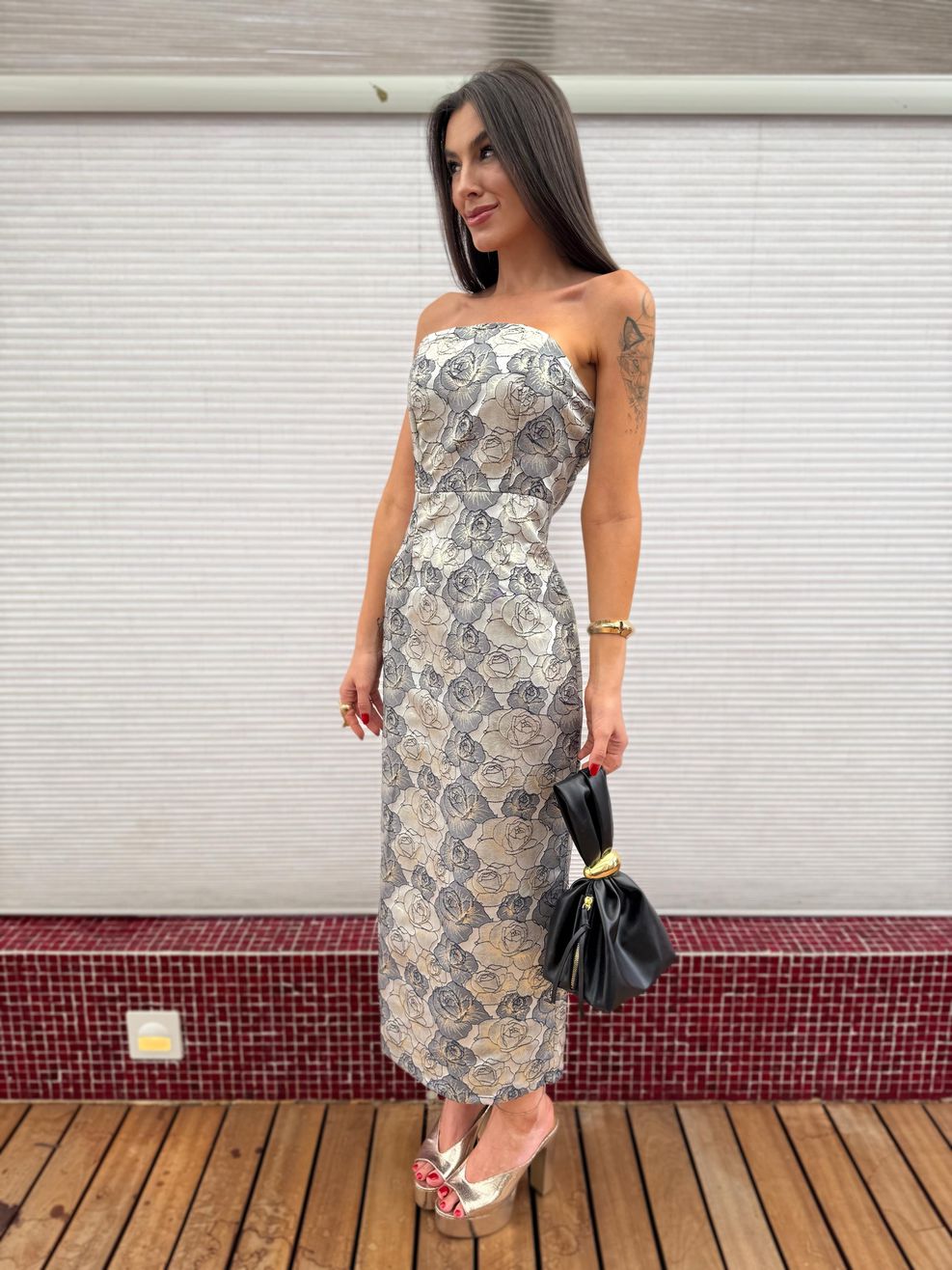 Vestido Alfaiataria Jacquard Luxury - PRATA