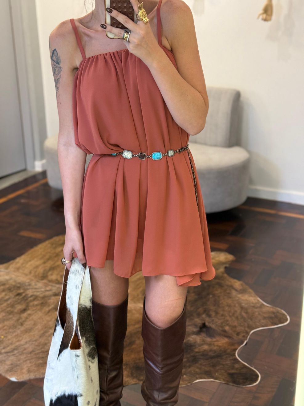 Conjunto Vestido e Capa Chiffon 