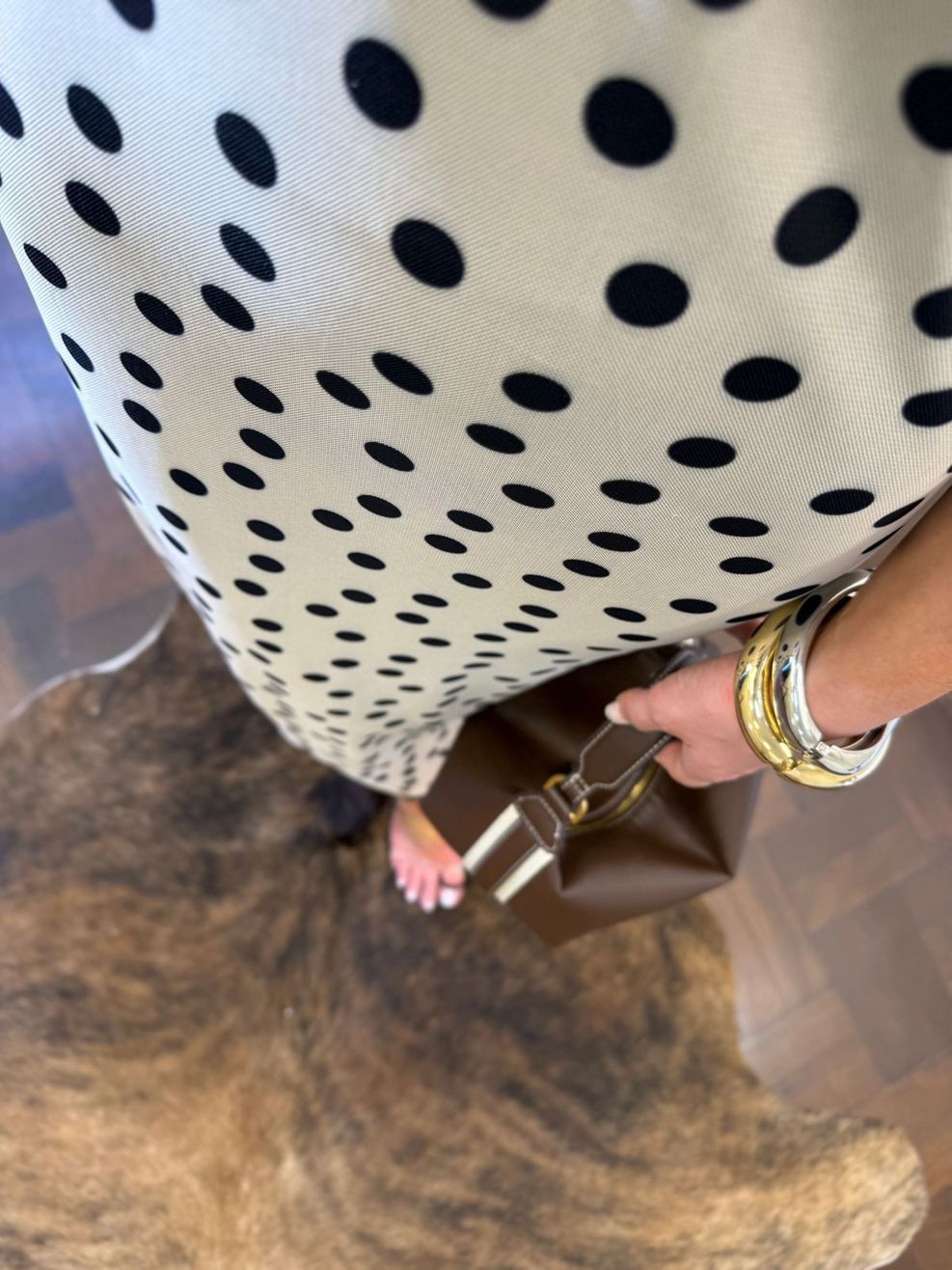 Vestido Tule Nadador Poá - Off White com Poá Preto 