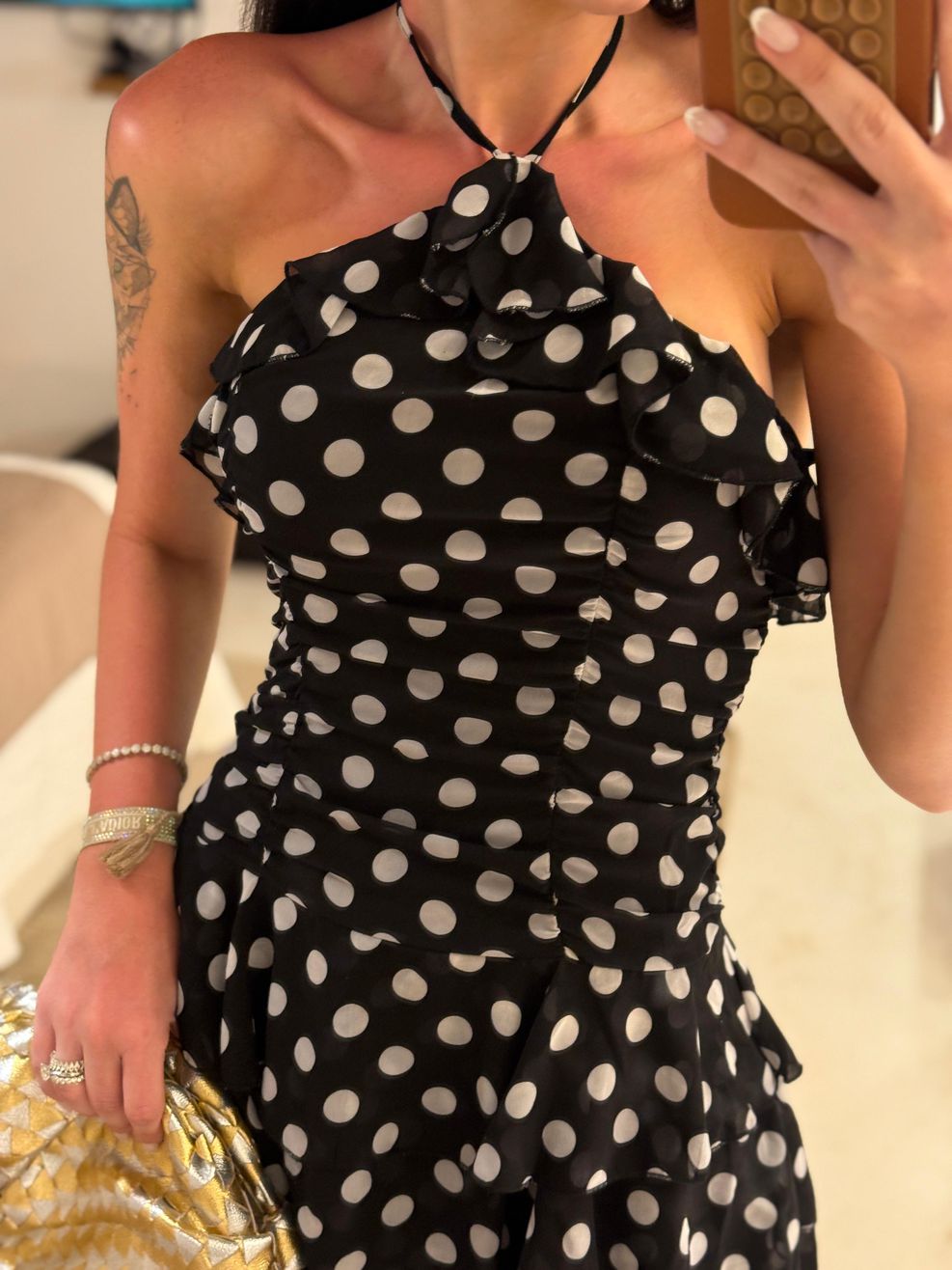 Vestido Poá Curto Patacho 