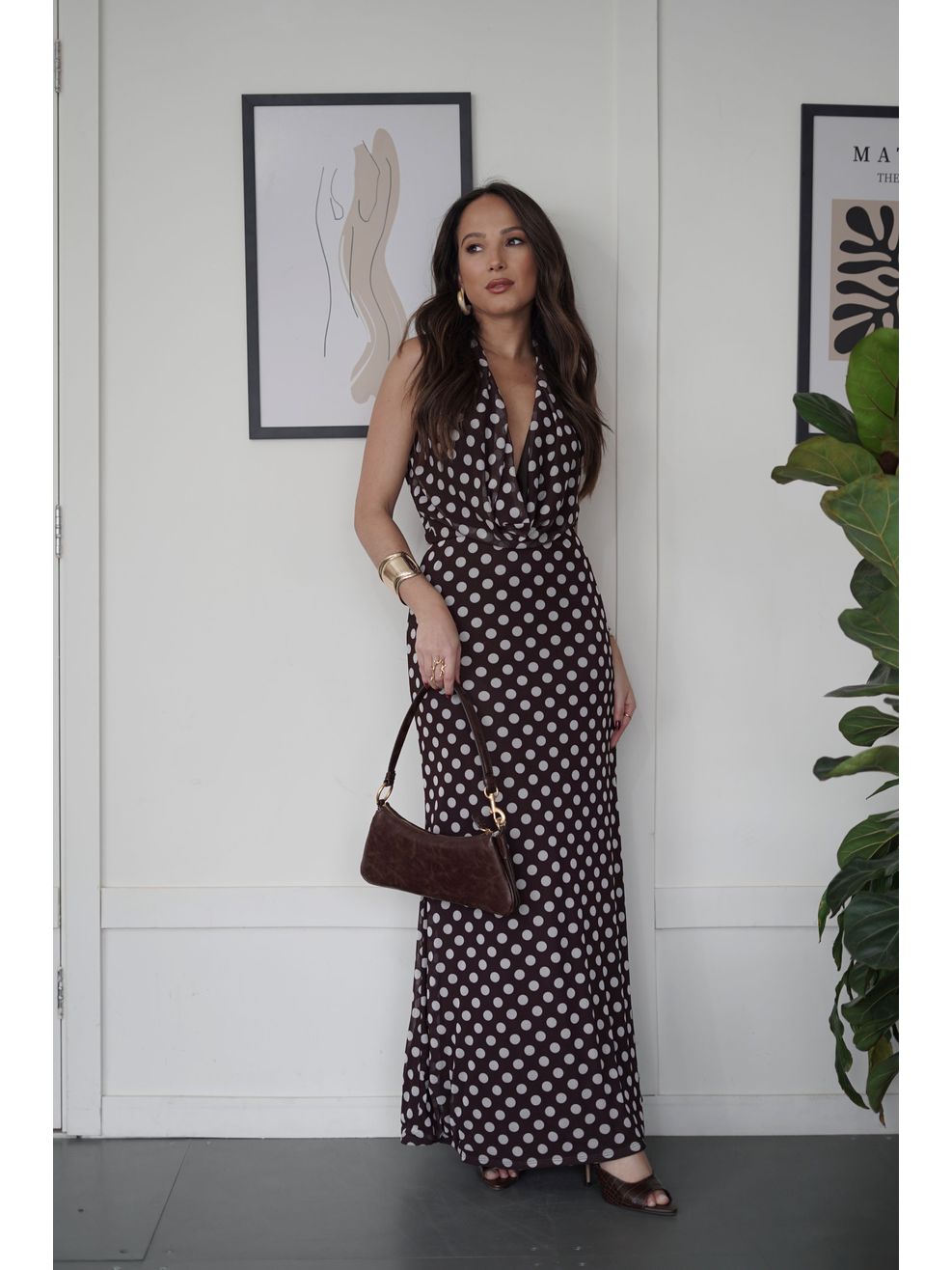 Vestido Gola Boba Poá - Preto com Poá Branco
