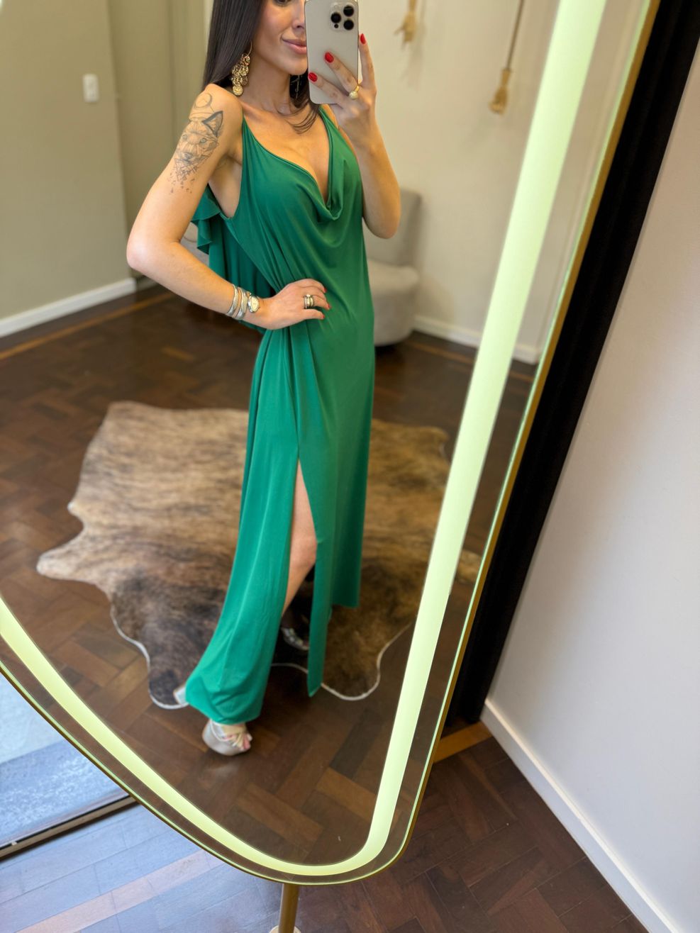 Vestido Decote V Costas Mirabela - Verde