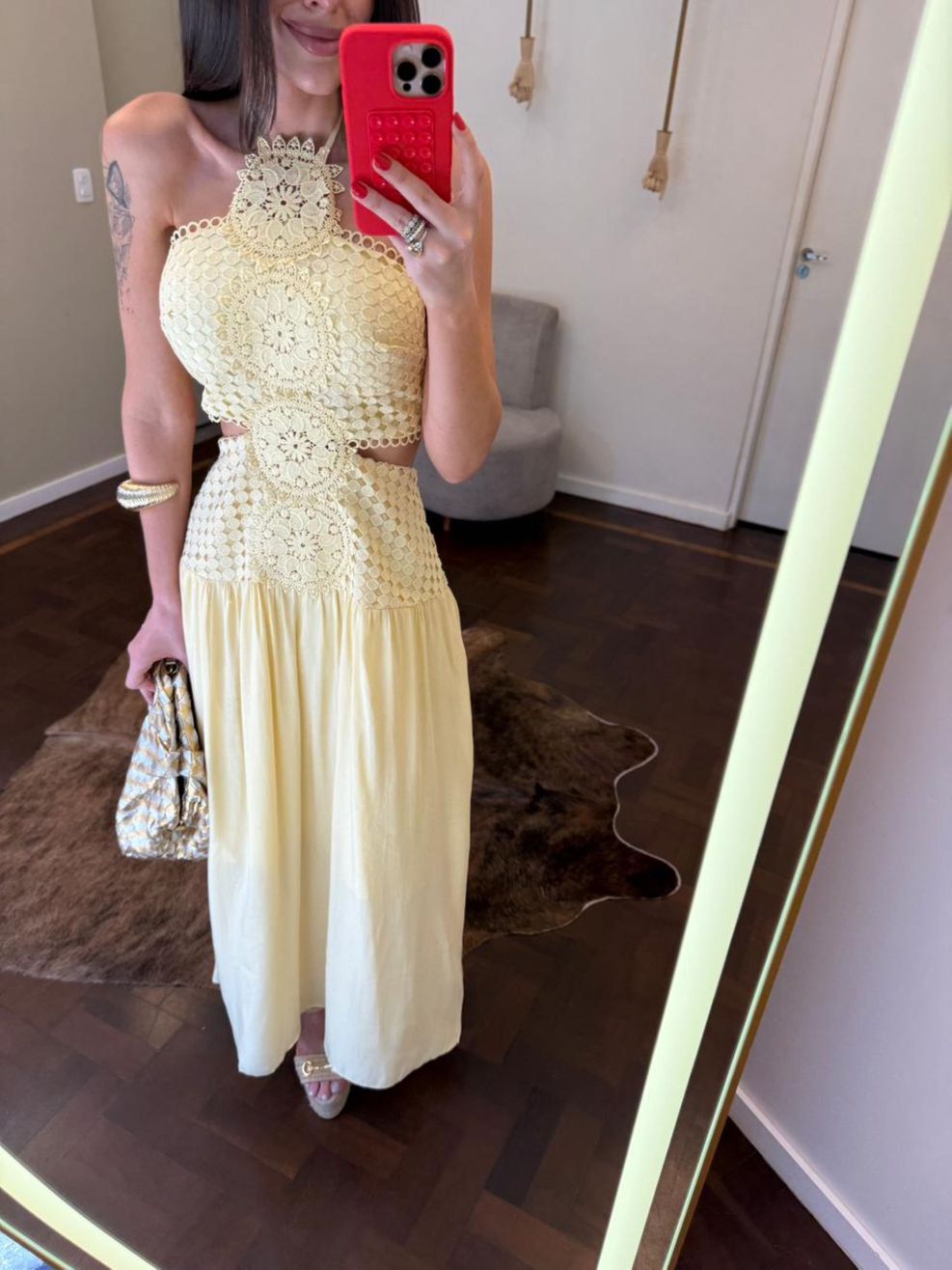 Vestido Guipir Marcelle - Amarelo Manteiga