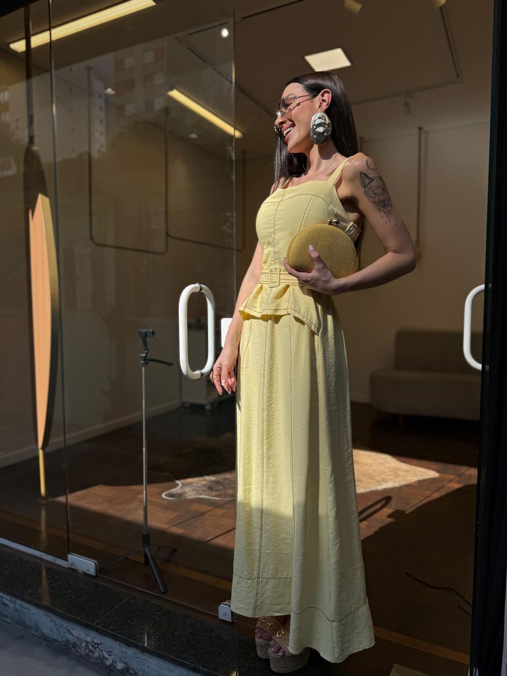 Vestido Pesponto Alfaiataria Marrant - Amarelo