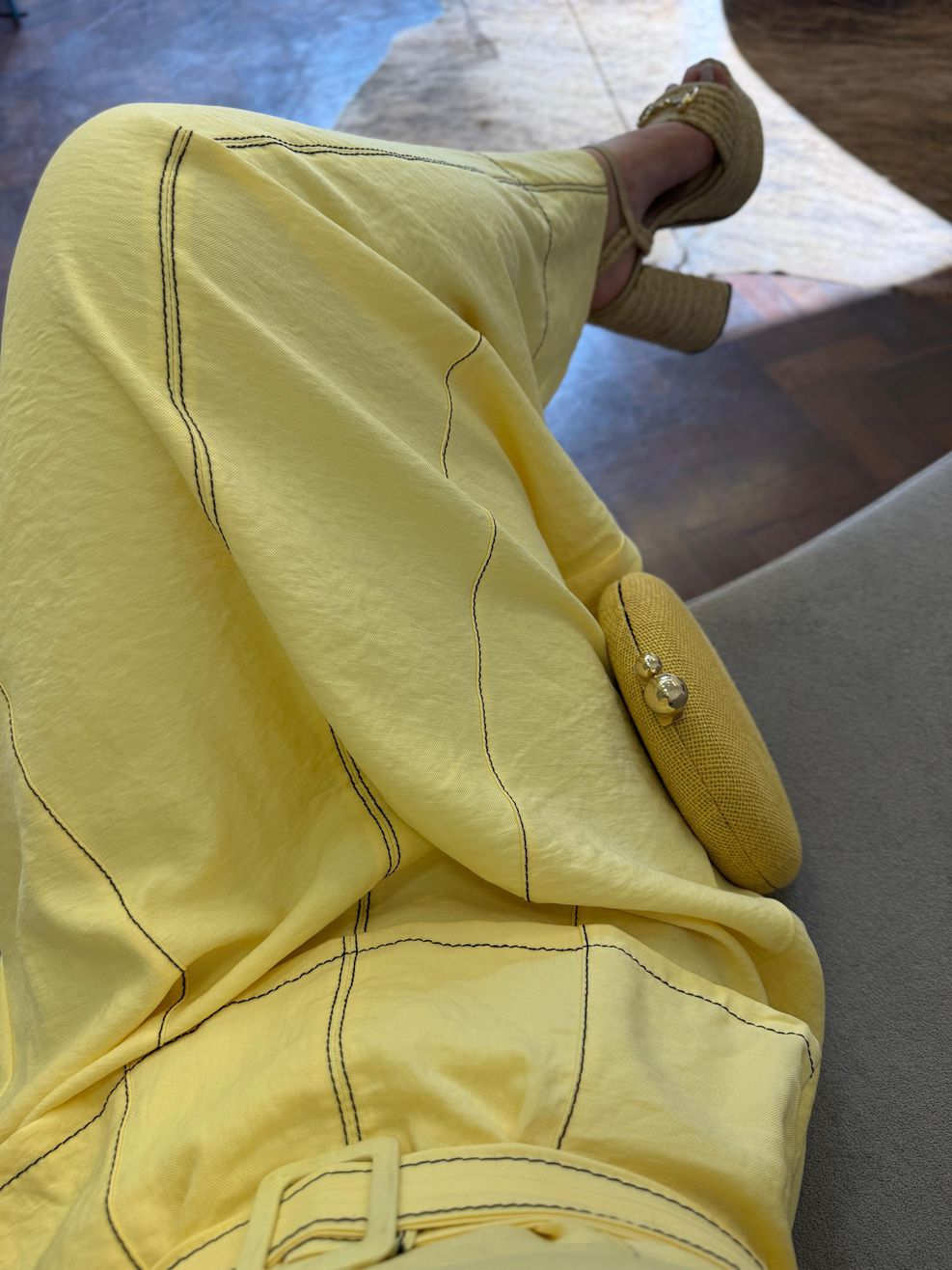 Vestido Pesponto Alfaiataria Marrant - Amarelo