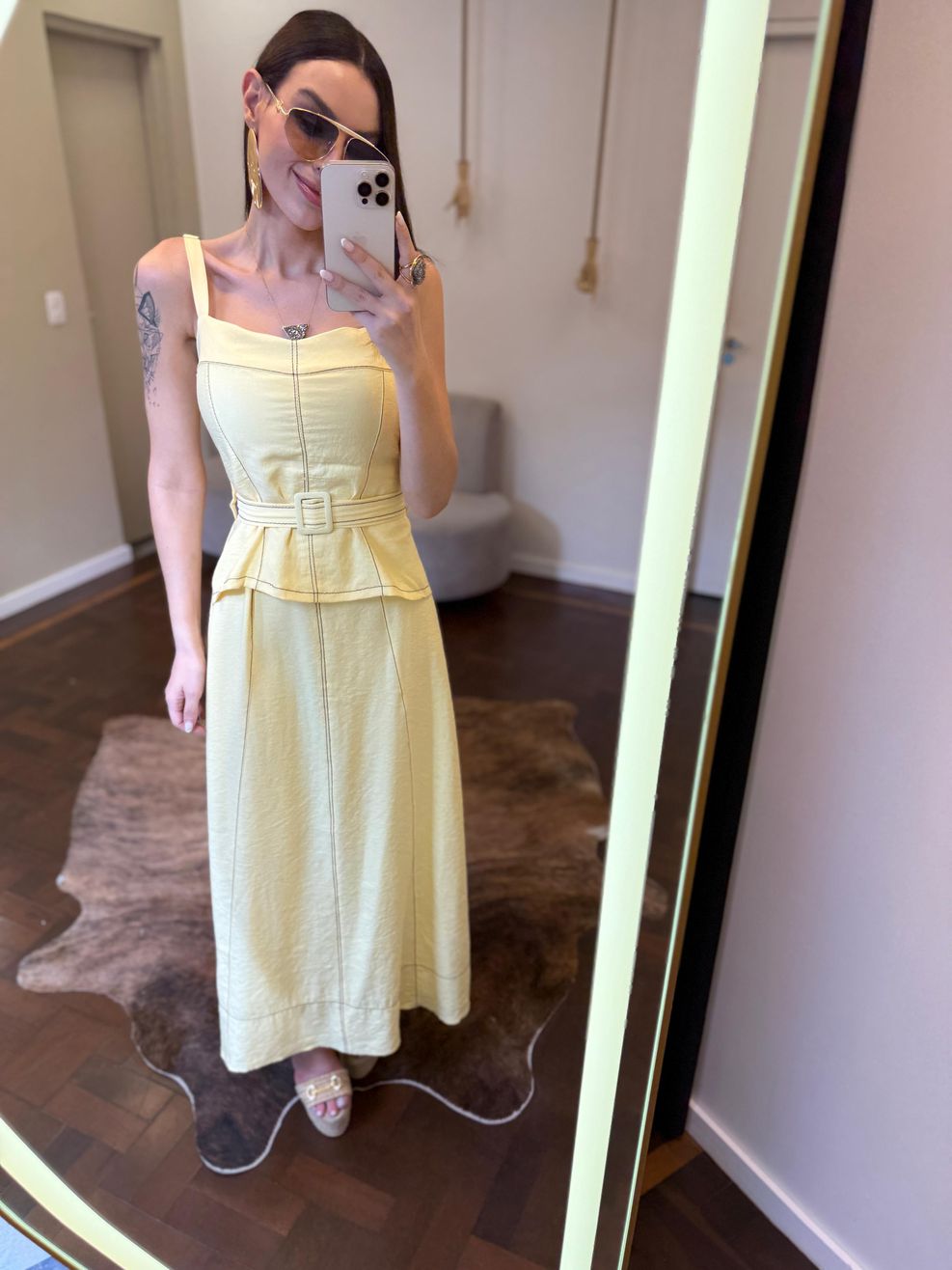 Vestido Pesponto Alfaiataria Marrant - Amarelo