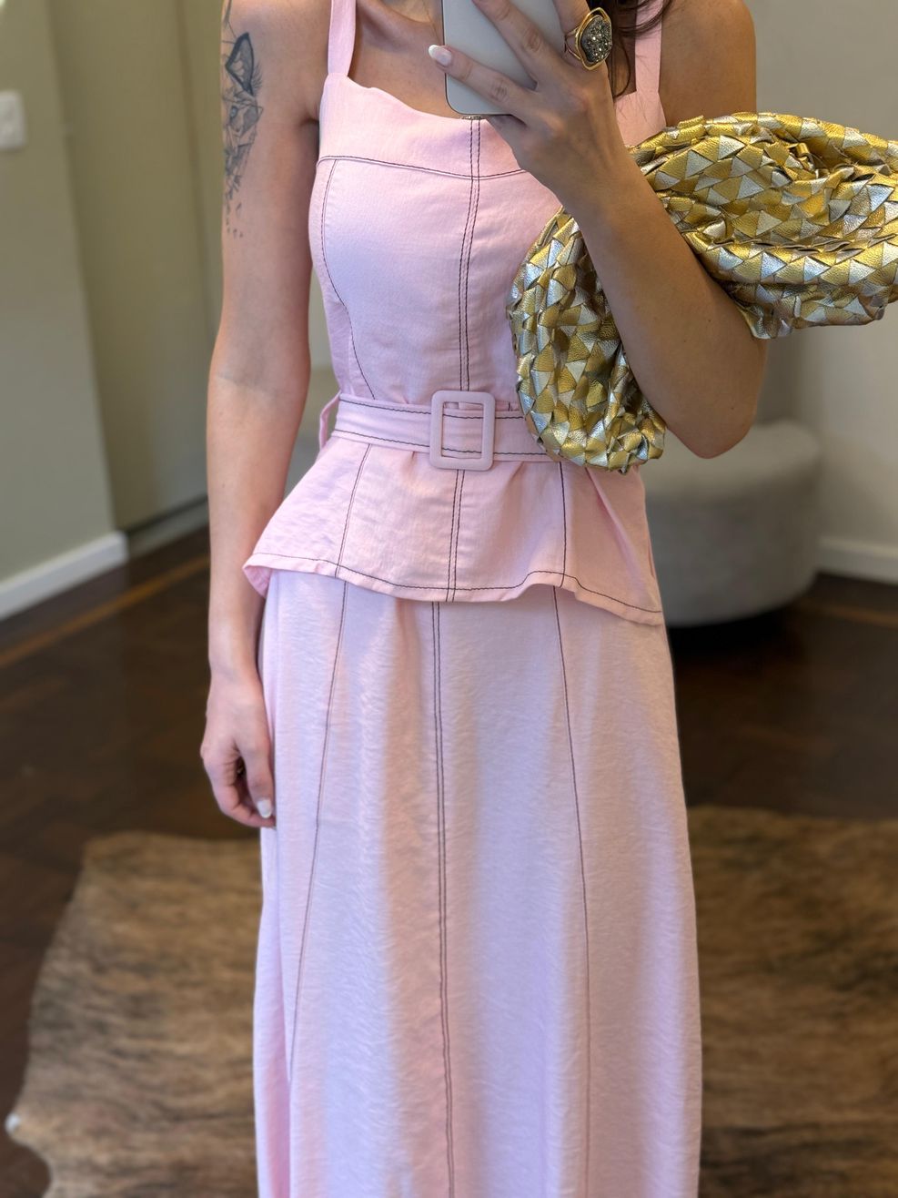 Vestido Pesponto Alfaiataria Marrant - Rosa