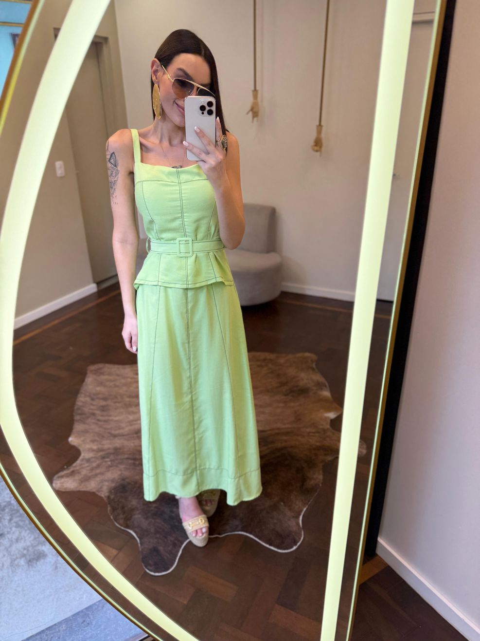 Vestido Pesponto Alfaiataria Marrant - Verde