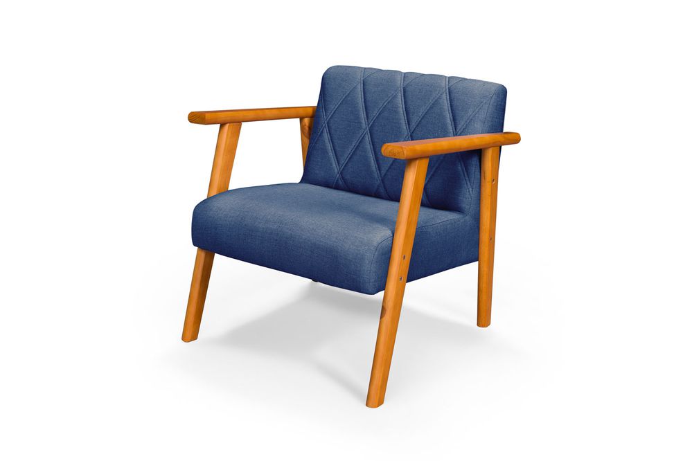 Poltrona Para Sala, Escritório ou Recepção em Linho Azul