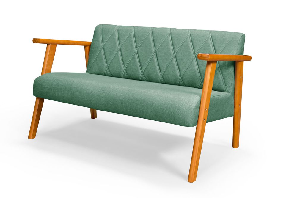 Sofá 2 Lugares Para Sala ou Recepção em Linho Verde - Madri