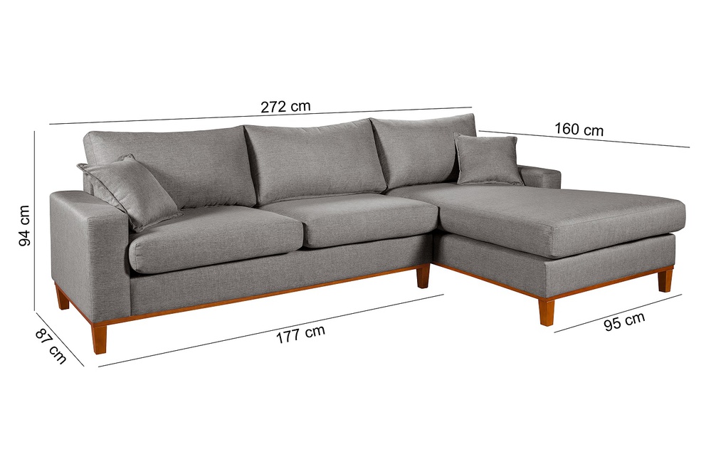 Sofá de Linho Cinza Living Califórnia Com Chaise | Essencial Estofados -  Fábrica de Móveis