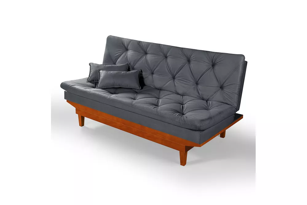 Sofá Cama Com Molas Ensacadas 3 Lugares Miami Reclinável em Suede Cinza