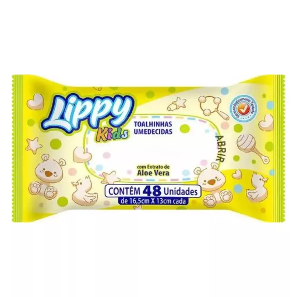 1 pacote de Lenços umedecidos com 48 unidades