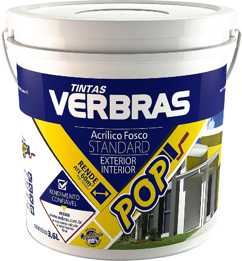 Tinta Acrílica Pop Fosco Verbras Exterior-Interior Galão 3,6L