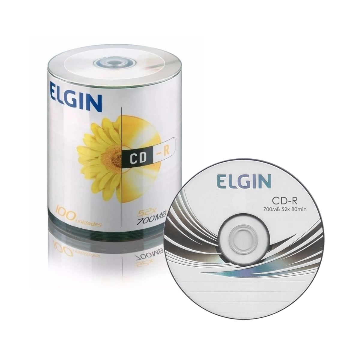 CD-R ELGIN 700MB/80MIN/52X - LOGO C/100UN. 