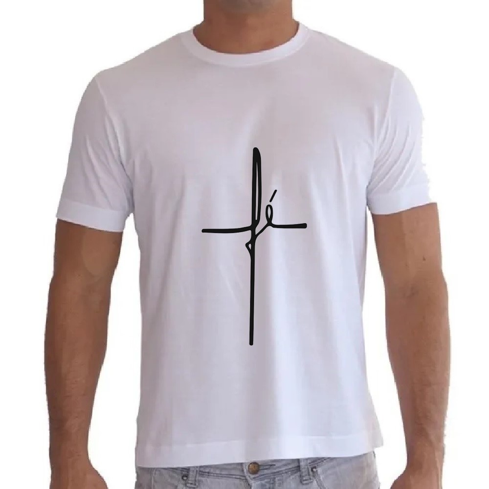 Camiseta Masculina Personalizada Fé Branca 