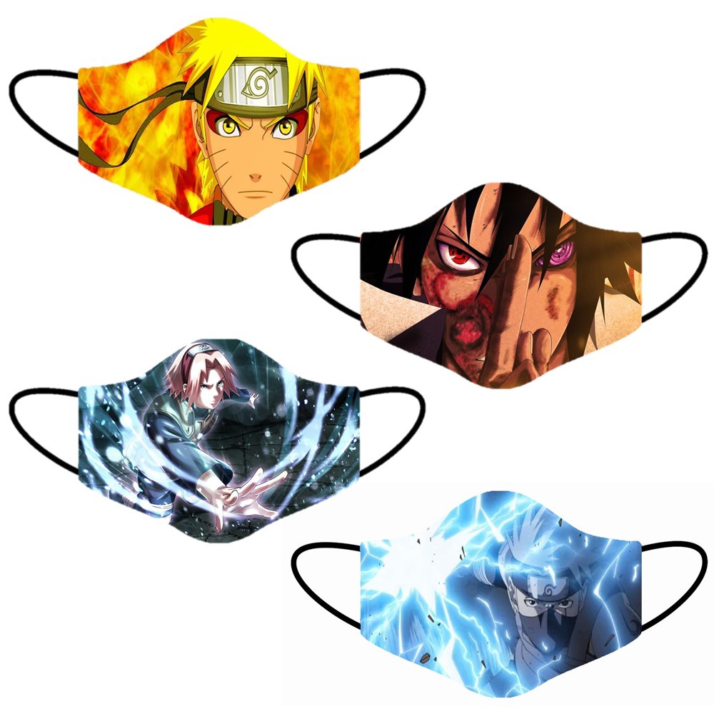 Kit 4 Máscara Lavável Personalizada Naruto Tecido Duplo