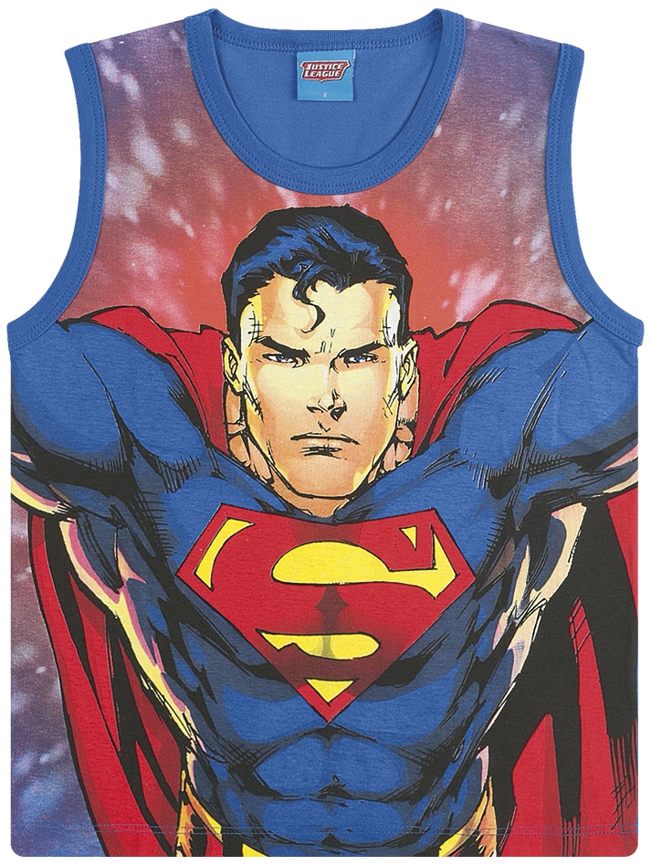 Regata Superman Liga Da Justiça Super Herói Infantil Masculino Menino Marvel