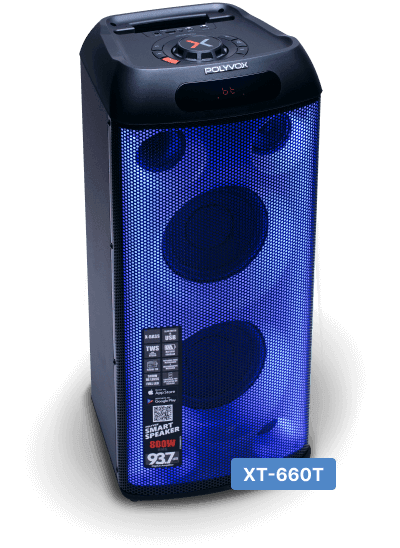Caixa de Som formato torre XT-1200 preta com 2 alto-falantes de 12 polegadas, 1 tweeter de 1 polegada e mesa de som equalizadora DJ.?rel=0